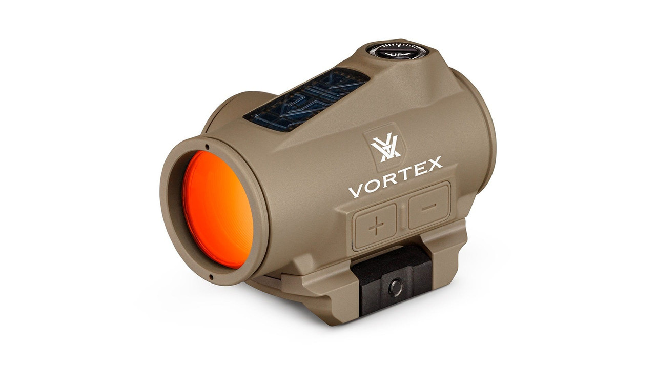 Vortex Crossfire II Solar Red Dot, 2 MOA Dot, 1X Power, Tan
