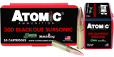 Atomic 00465, .300 Blackout, 220 Gr HPBT, 50rd Box, 50 Rds 