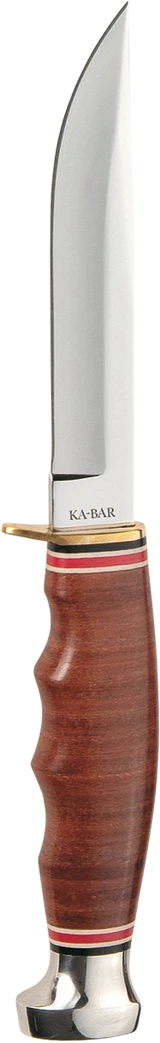 KA-BAR Hunter, Stacked Leather Handle, Polished Stainless Steel 