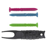 KA-BAR KA-PAR Golf Tees & Divot Tool, Glass Filled Nylon, Multicolor, Black 
