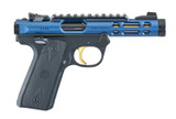 Ruger Mark IV 22/45 Lite, 22 LR, 4.40" Threaded Barrel, 10 Rds, Gold Trigger, Cobalt Kinetic Slate Anodized 