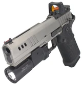Nighthawk Custom BDS9 Government w/ Trijicon RMR Type 2 & Modlite PL350, 9MM, 5.00" Bull Barrel, 17 Rds, Silver / Black 