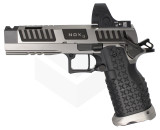 Jacob Grey Nox 9 Gentleman Series w/ Trijicon SRO 2.5 MOA Green Dot, 9MM, 5.00" Barrel, 18 RDs, V6 Ported & Compensated, 2.5 lb CRT Trigger, Tuxedo Silver / Black 