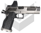 Jacob Grey Nox 9 Gentleman Series w/ Trijicon SRO 2.5 MOA Green Dot, 9MM, 5.00" Barrel, 18 RDs, V6 Ported & Compensated, 2.5 lb CRT Trigger, Tuxedo Silver / Black 