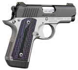 Kimber Micro Carry Advocate, .380 ACP, 2.75" Barrel, 7 Rds, Black/Stainless with Purple Grips - 669278330860 