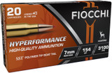 Fiocchi 7RMHSA, 7mm Remington Magnum, 154 Grain, 20 Rds - 762344712116 