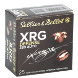 Sellier & Bellot SB380XA XRG Defense, 380 ACP, 77gr Solid Copper Hollow Point, 25 Per Box/40 Case 
