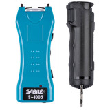 Sabre Stun Gun and Pepper Spray Package, Turquoise Stun Gun with Built-in Flashlight, Black Flip Top Pepper Spray - 023063808567 