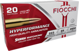 Fiocchi Hyperformance, 223 Rem, 69 Grain, Sierra MatchKing BTHP, 20 Rounds - 762344704166 