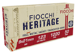 Fiocchi 9X21 Heritage, 9x21mm IMI, 123 Grain, Full Metal Jacket Truncated Cone - 762344067520 