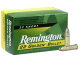 Remington Golden Bullet 22 Short, 29gr Plated Lead Round Nose, 50 Rounds - 047700000107
