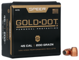 Speer Gold Dot Personal Protection, 45 Cal, 200 gr Hollow Point - 076683044785 