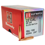 Hornady ELD Match, 22 Cal .224, 88 gr, Extremely Low Drag Match - 090255228342 