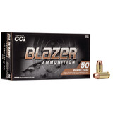CCI Blazer Brass 5220, 40 S&W, 180 Grain, FMJ, 50Rd - 076683052209 