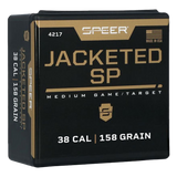 Speer 4217 Handgun, 38 Cal, 158gr Jacketed Soft Point, 100 Per Box