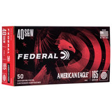 Federal American Eagle, 40 S&W, 165 Grain, FMJ, 1130 fps, 50Rds - 029465092818 