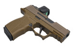 Shark Coast Customs P365X Sharktooth Hybrid FDE, 9MM, 3.1" Barrel, 12 Rds, Optic Ready, Includes SIG Sauer Romeo-X Compact Red Dot - 810105514674 