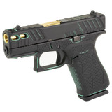 Glock 43X MOS, 9MM, 3.41" Ported Barrel, 10 RDs, Cerakote Battleworn Black with Robin's Egg Blue - 810188100542 