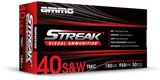 Ammo Inc Streak Visual (RED), 40 S&W, 180gr, Total Metal Case, 50 Rds/Box, 20 Boxes/Case - 818778023530 