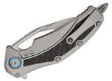 Microtech Matrix, Premium Steel Blade, 4" Satin Finish, Gray Titanium Handle with Carbon Fiber Inlay, Blue Titanium Pivot Collar, 1-Round Capacity (Manual Folding) - 841768162612 Microtech Matrix, Premium Steel Blade, 4" Satin Finish, Gray Titanium Handle with Carbon Fiber Inlay, Blue Titanium Pivot Collar, 1-Round Capacity (Manual Folding) - 841768162612
