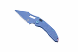 Microtech Stitch A, S/E Blade, Full Serrated, Blue Handle with Purple Accents - 841768184423 