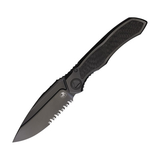 Microtech Anax 190C-2DLCTCFITI, 3.7" M390 Drop Point Combo Blade, Black DLC Finish, Integral Titanium Handle w/ Carbon Fiber Inlay - 841768153597 Microtech Anax 190C-2DLCTCFITI, 3.7" M390 Drop Point Combo Blade, Black DLC Finish, Integral Titanium Handle w/ Carbon Fiber Inlay - 841768153597