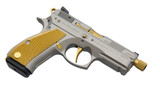 CZ Custom CZ 75 P-01 9mm with Gold TiN Threaded Barrel, Tuned Flat Trigger, and Aggressive Custom Grips - J252714 