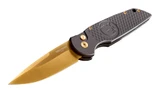 Pro-Tech TR-3 Nighthawk Custom Knife, Black, Magnacut TiN Gold Blade, Anodized Aluminum Handle, Black Lip Pearl Release - K211BG 