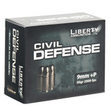 Liberty Civil Defense 9MM +P, 50 Grain, Fragmenting Hollow Point, Nickel Plated - 696859105623 