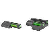 Hi-Viz HIVIZ H3 NS CZ 75 G/G WH, Green Fiber Optic Tritium Sights, Steel, Matte Black - 613485590050 