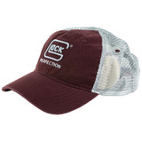 Glock Mesh Hat Snapback, Maroon, Distressed Denim-like Material, Mesh Back - 764503045554 