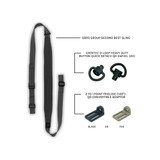 GBRS Group Second Best Sling Bundle, Wolf Gray, Includes Black Triglide and D-Loop - 850074090793 