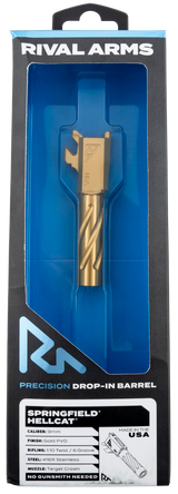 Rival Arms RARA20H101E, Precision V1 Match Grade Spiral Fluted Threaded Barrel, Gold PVD Finish - 813628006503 
