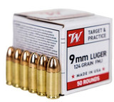 Winchester Ammunition, 9MM, 124 Gr, FMJ, 50 Rds - 020892234598 