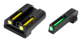 Truglo TG131ST2Y, TFO Green/Tritium/Fiber Optic Front Sight, Yellow/Tritium/Fiber Optic Rear Sight, Sig Sauer P-Series #6 Front/#8 Rear, Black - 788130020982 