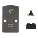 Night Fision SIG-OPBS-RMR-P320-YGZX, Optic Plate + Backup Sight Combo, Yellow Front Night Sight with Black Rear, RMR/507C Optic Plate, Fits Sig P320 with Pro Cut - 810138541104 