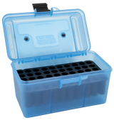 MTM H50RM24 Deluxe Ammo Box, 50 Rds, Clear Blue Polypropylene - 026057203249 