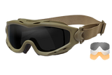 Wiley X SP293T Spear Goggles, Smoke Gray/Clear/Light Rust Lens, Tan Frame - 712316060493 