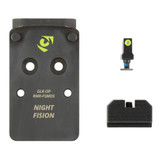 Night Fision GLK-OPBS-RMR-MOS-YGZX, Optic Plate + Backup Sight Combo, Yellow Front Night Sight with Black Rear, RMR/507C Optic Plate, Fits Full Size Glock MOS - 810138541074 