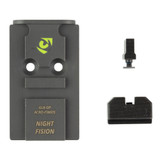 Night Fision GLK-OPBS-ACRO-MOS-ZXZX, Optic Plate + Backup Sight Combo, Black Sights, Nitride Coated - 810138540961 