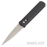 Pro-Tech Godfather Auto, 4" Bead Blasted Blade, Black Handle, Plain Edge - 920 