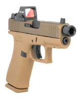 Glock 43X Custom, Holosun 407K Red Dot, 3.41" Threaded Barrel, Steel Sights, FDE - 810188106216 