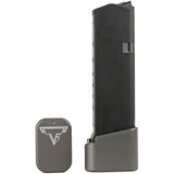 Taran Tactical Innovations +4/+5 Base Pad for Glock 19/23 9mm/.40 S&W Magazines, Titanium Gray - 9766547 