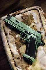 Stealth Arms Platypus 1911 Integrated Comp, 9mm, 5.00" Comp Barrel, Dark Green,  Holosun 507 COMP GR 