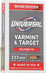 Winchester Varmint & Target, .223 Remington, 55 Grains, Polymer Tip, 20 Rds - 020892233973 