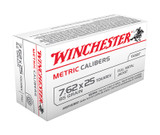Winchester USA 7.62x25 Tokarev, 85 Grain, Full Metal Jacket, 50/Box - 020892212596 
