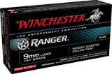 Winchester Ranger 9mm Luger, 147 Grain, Bonded Jacketed Hollow Point - 020892214736 