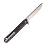 Tekto F2 Bravo, 3.30" Blade, D2 Steel, Carbon Fiber Handle, Silver/Black - 850034486789 