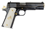Colt 1911 Classic Engraved, .38 Super, 5.00" Barrel, 9 Rds, Polished Blue Finish / Gold Accents - 151550026835 