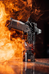Tee Gun Vault Atlas Erebus V2 "Vita Finita" w/ Trijicon SRO, 9MM, 4.60" Compensated Barrel, 20 Rds, Polished Black DLC - 126633549256 